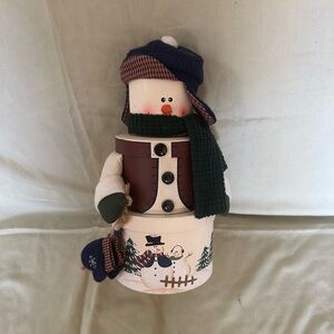 Festive Snowman Holiday Decor with Green Scarf